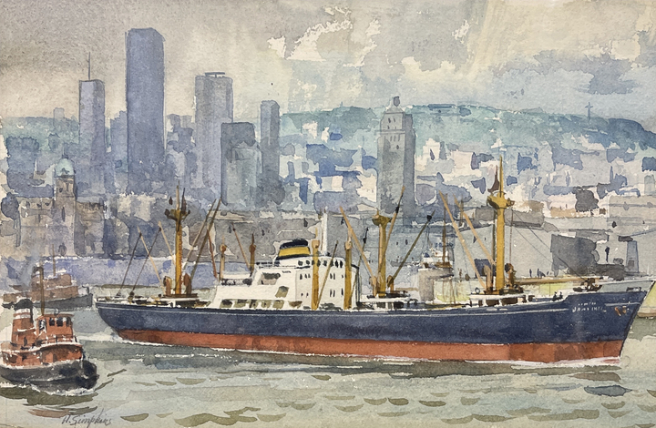 Henry J. Simpkins Sketch for painting 'S.S. Jalakirti', 1970 (circa) Watercolour 7 x 10 in 17.8 x 25.4 cm