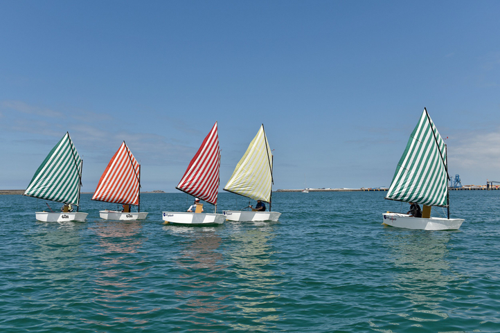 Images courtesy of Daniel Buren, Voile/Toile - Toile/Voile, situated work, 1975/2024, regatta Cherbourg-en-Cotentin, 23 June 2024. Detail ©DB-ADAGP Paris
