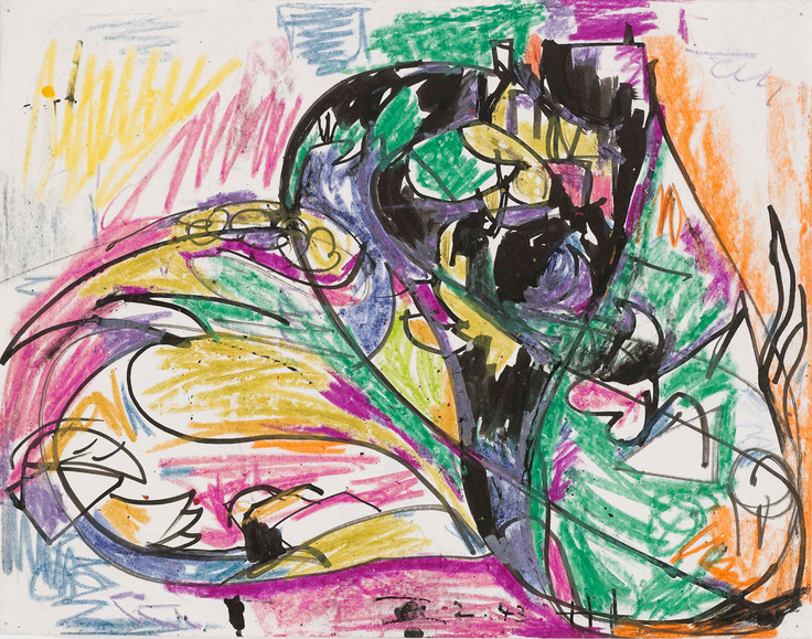 Untitled, 1943, Ink and crayon on paper, 11 x 14 inches, 27.9 x 35.6 cm, A/Y#19214