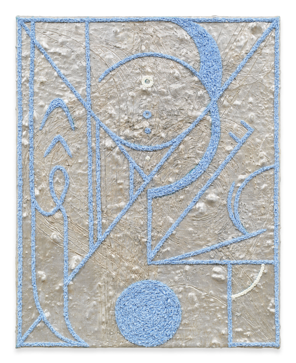 Tracy Thomason, Sister (Blue), 2024, Oil and marble dust on linen,