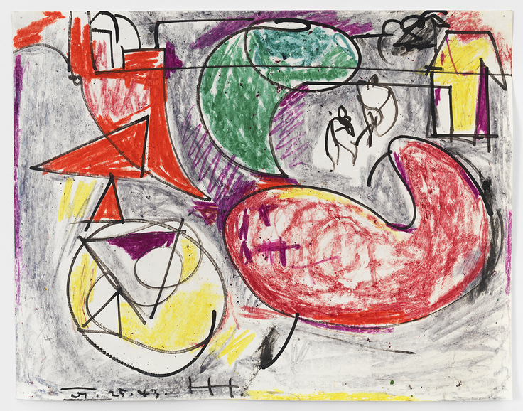 On the Sea, 1943, Crayon and ink on paper, 11 x 14 inches, 27.9 x 35.6 cm, AMY#15039