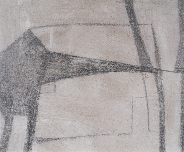 Francis Davison  Cottage, c.1950-51  Oil and pencil on board  25.5 x 32 cm