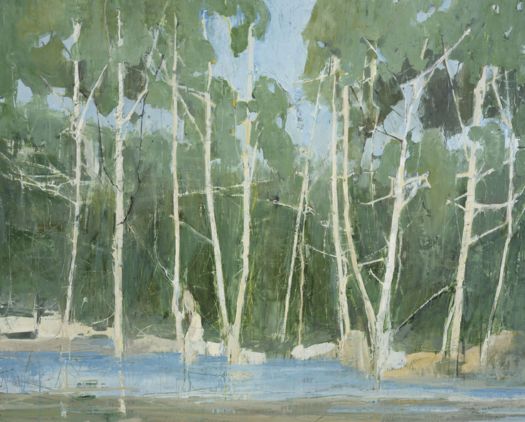 Ffiona Lewis  Summer Spindles, 2015  Oil on board  122.5 x 152.5 cm