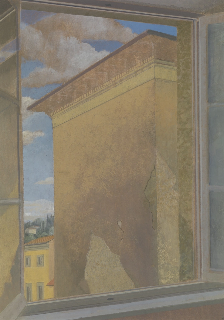 David Tindle  Windows, Walls and Clouds  Egg tempera on paper  69 x 48 cm