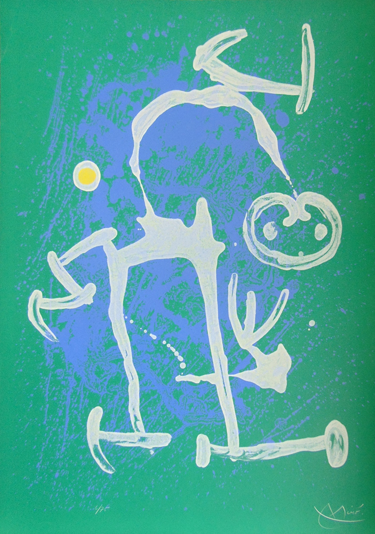 Joan Miró  The Illiterate – Blue and White | L’Illettré Bleu et Blanc, 1969  Lithograph  85 x 60.5 cm  Signed and numbered.  Printed in colours on BFK Rives wove paper.