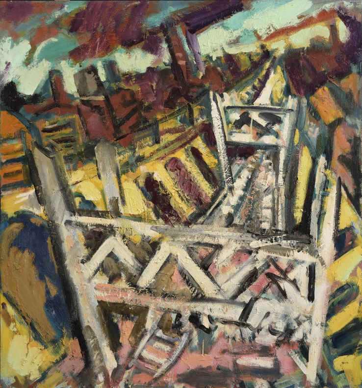 Arnold van Praag  Viaduct, 1997-8  Oil on board  76 x 71 cm