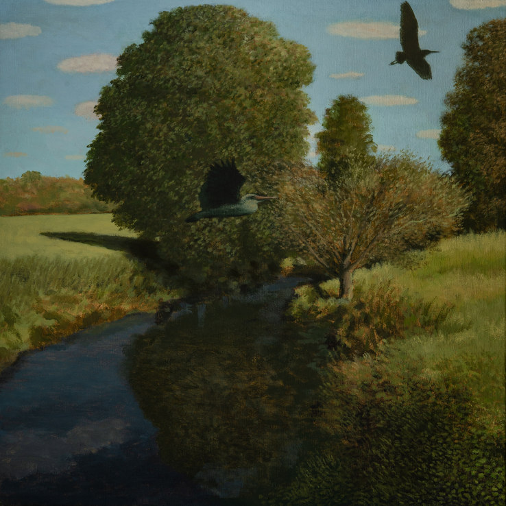 River Avon, Lacock, 2015  Oil on canvas  61 x 61 cm