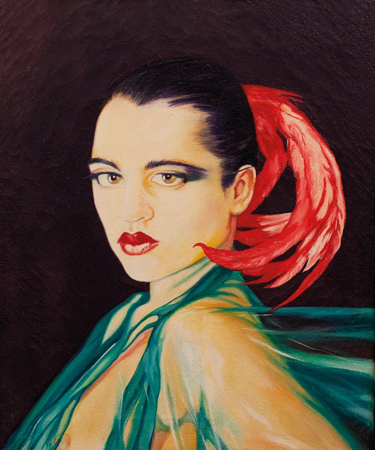 Kevin Whitney  Red Feather Luciana, 1976  Oil on canvas  31 x 25.5 cm