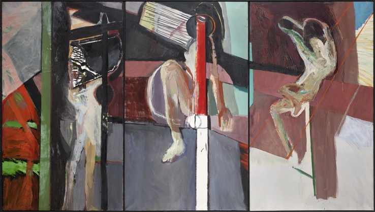 Patrick Procktor RA  Single Figure: I, II, III  1963  Oil on three canvases  120 x 210 cm
