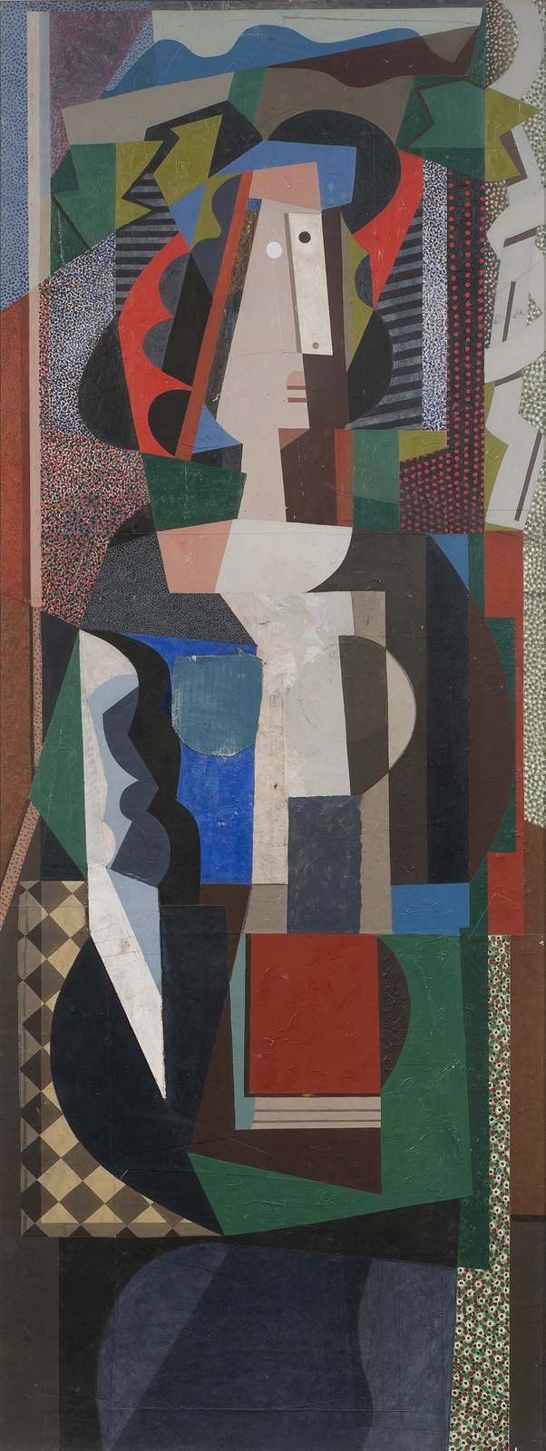 Bryan Ingham  Aysel Ozakin, Rue de Seine, 1991  Oil and collage on board  137 x 51 cm