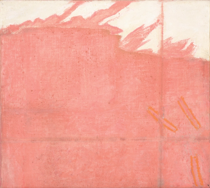 Prunella Clough  Pink Edge, 1973  Oil on canvas  41 x 45 cm  Signed verso