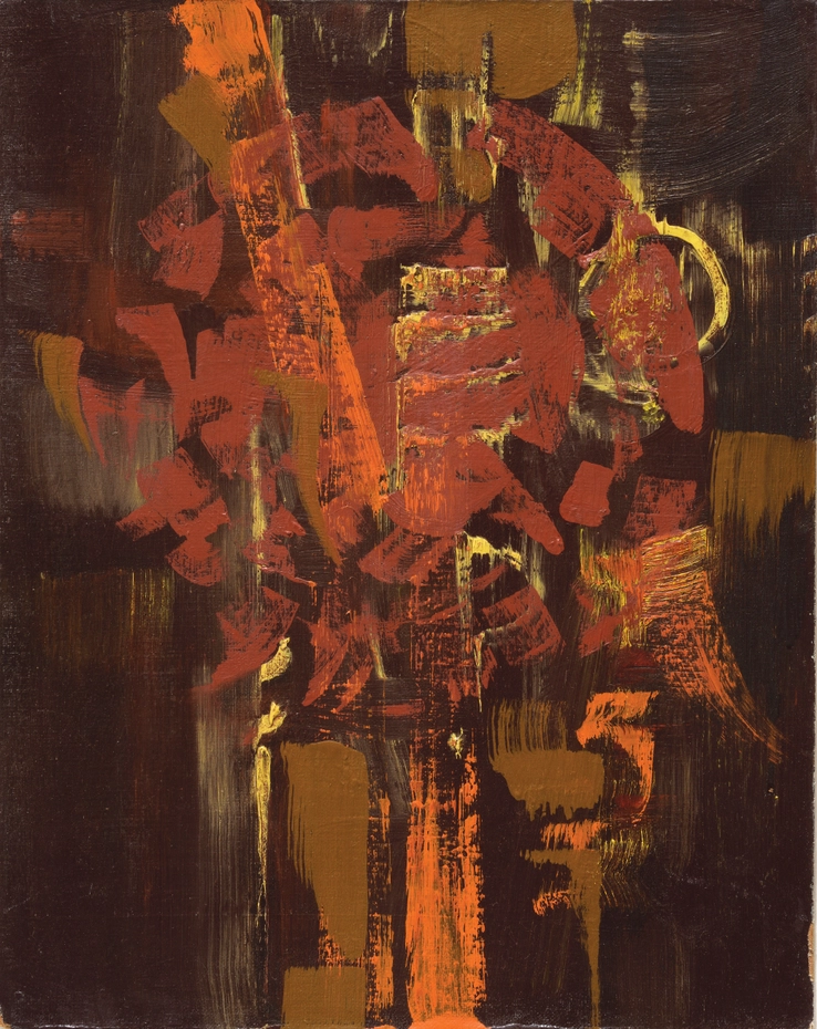 Bryan Wynter  Small Indian, 1961  Oil on masonite  33 x 25 cm  Signed, dated and titled verso