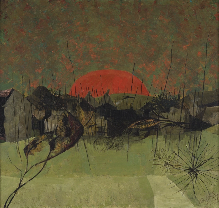 Alan Reynolds  Late Autumn, 1957  Oil on board  44 x 47 cm  Signed and dated lower right recto; titled verso