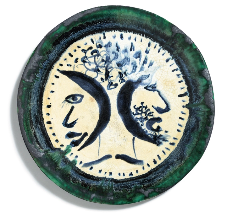 John Piper  Two Heads, 1979  Ceramic  45 cm diameter