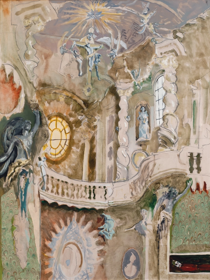 Patrick Procktor RA  Interior of St John the Baptist, 1988  Oil on canvas  102 x 76 cm