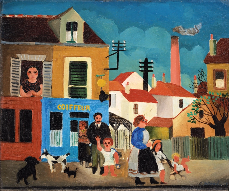 Christopher Wood  The Barber's Family, 1927  Oil on canvas laid on board  38 x 46 cm  Signed and dated lower right