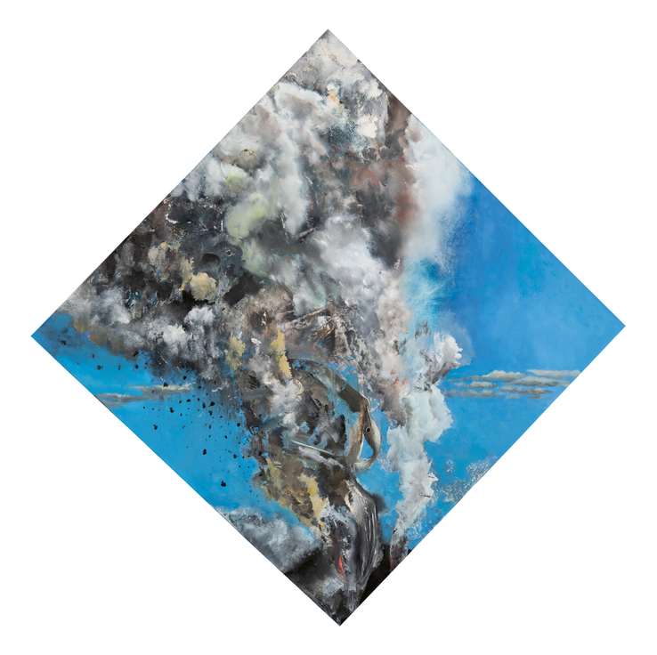 Keith Grant  Marine Eruption , 2015  Oil on canvas  78.8 x 78.8 cm