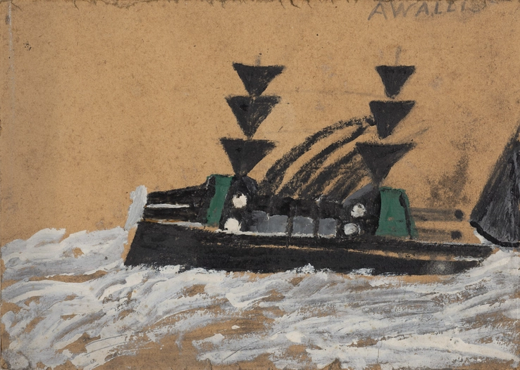 Alfred Wallis  Warboat  Oil and pencil on card  15 x 22 cm