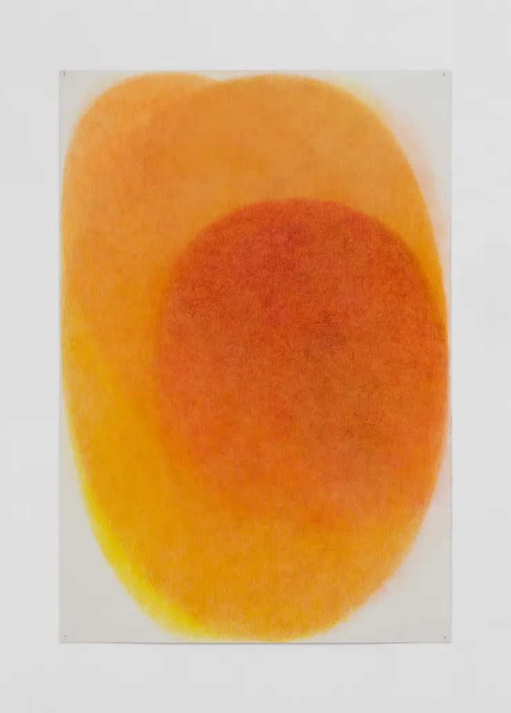 Margarita Gluzberg Sacco and Vanzetti Triple 3, 2025 Colour pencils on paper 112 x 77 cm 44 x 30 1/2 in