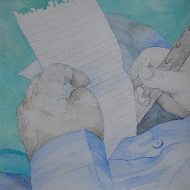 Urna Sinha Waiting Room I, 2025 Gouache on Archival Paper 8 x 8 in 20.3 x 20.3 cm