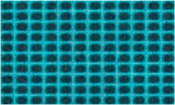 A collection of 120 shots taken from a high angle that show artist Chen Qiulin in white wedding dress in a swimming pool in 2005.