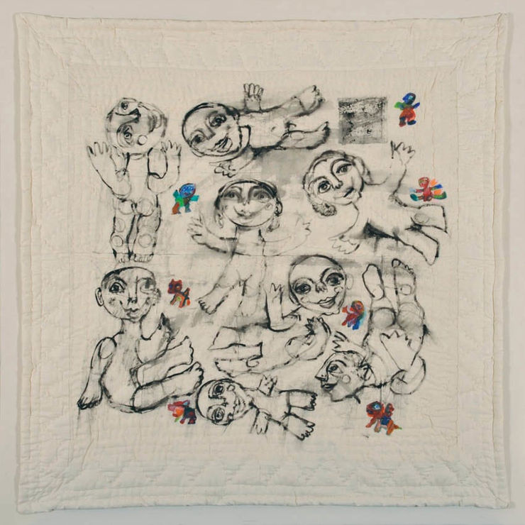 Untitled, 2009 Mixed Media on Bed Sheet 150 x 150 cm