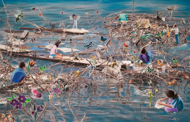 Pollutoland, 2014 Mixed Media on Canvas 120 x 187 cm