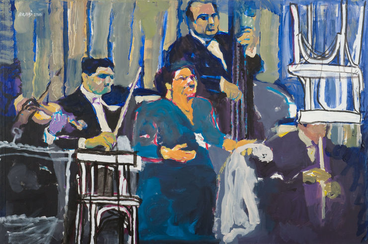 Chair of the Absent (Al-Qasabji) and Chair of the Present (Al-Sett), 2010 Acrylic on Canvas 130 x 195 cm