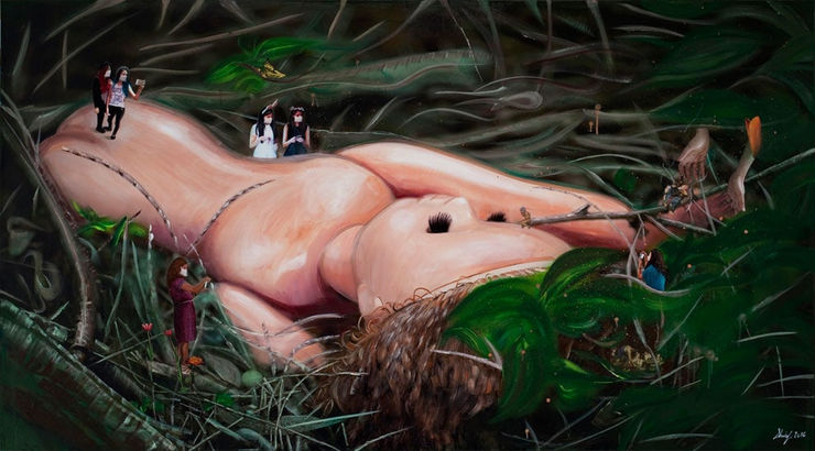 The Toy Luck Club (The Joy Luck Club by Amy Tan), 2016 Mixed media on canvas 110 x 200 cm