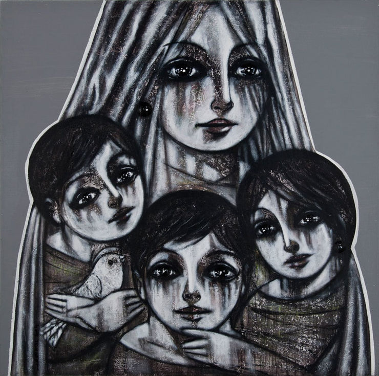 Family Portrait series, 2014 Mixed media on canvas 150 x 150 cm