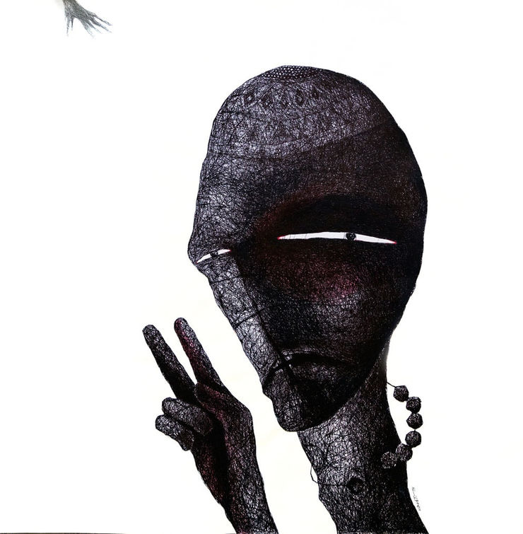 Nihad al-Turk The Vanquished, 2015 Ink on paper 100 x 100 cm