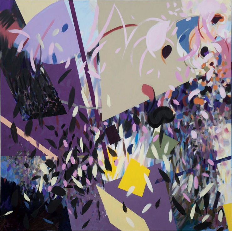 Pedestrians and The High Rising City, 2011 Acrylic on Linen Canvas 180 x 180 cm