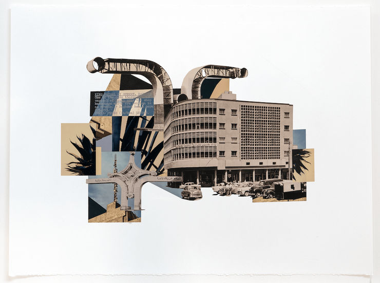 One Country, 2025 Mixed media collage 77 x 107 cm