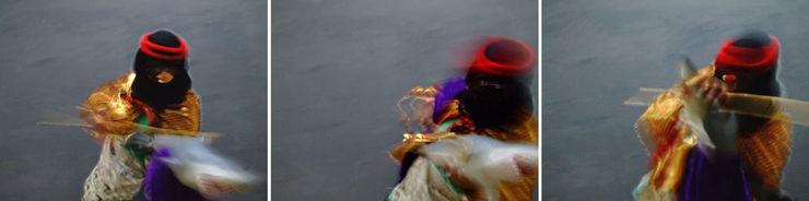 Performance #47 from Distorted Reality series, 2008 Lambda print Edition 3 + 1 AP 100 x 399.9 cm (Triptych)