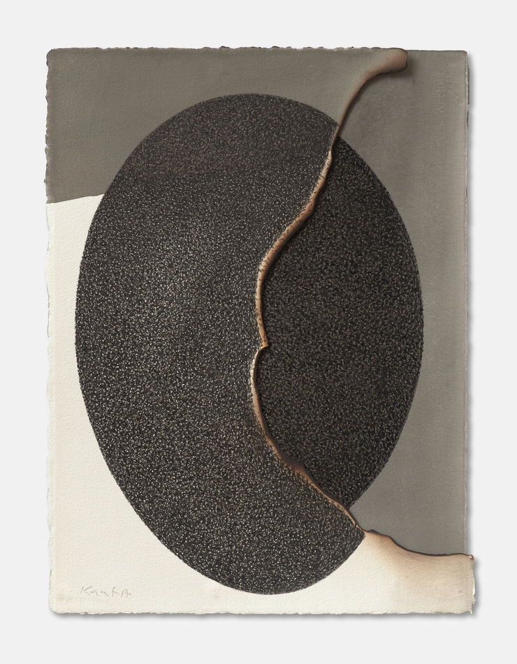 Ali Kaaf Rift 1, 2017 Ink and burning on handmade cotton paper, 600 gm 78 x 57 cm