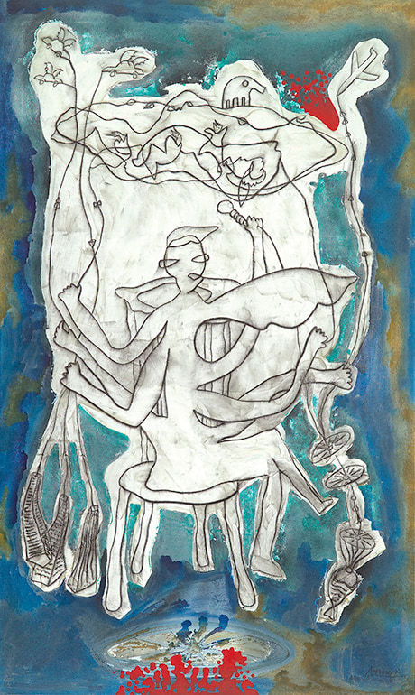 Nadim Karam The Conductor of the Cloud, 2009 Mixed Media on Canvas 200 x 120 cm