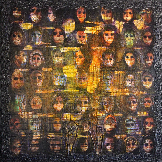 All Quiet On The Eastern Front, 2013 Mixed Media on Wood 150 x 150 cm