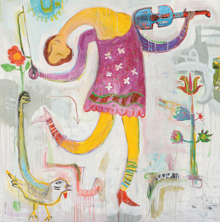 Lolita and the Red Rose, 2009 Mixed Media on Canvas 150 x 150 cm