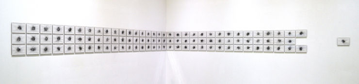 Faisal Samra 99 Moments, 2019 Charcoal on paper 21 x 14 cm each - 99 framed