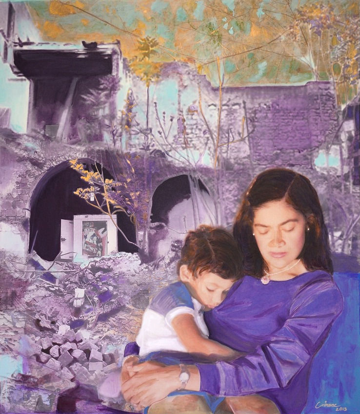 At Peace, 2013 Print And Acrylic On Canvas 150 x 130 cm