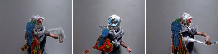 Performance #19 from the Distorted Reality Series, 2007 Lambda Print Edition of 10 + 1 AP 40 x 159 cm (Triptych)