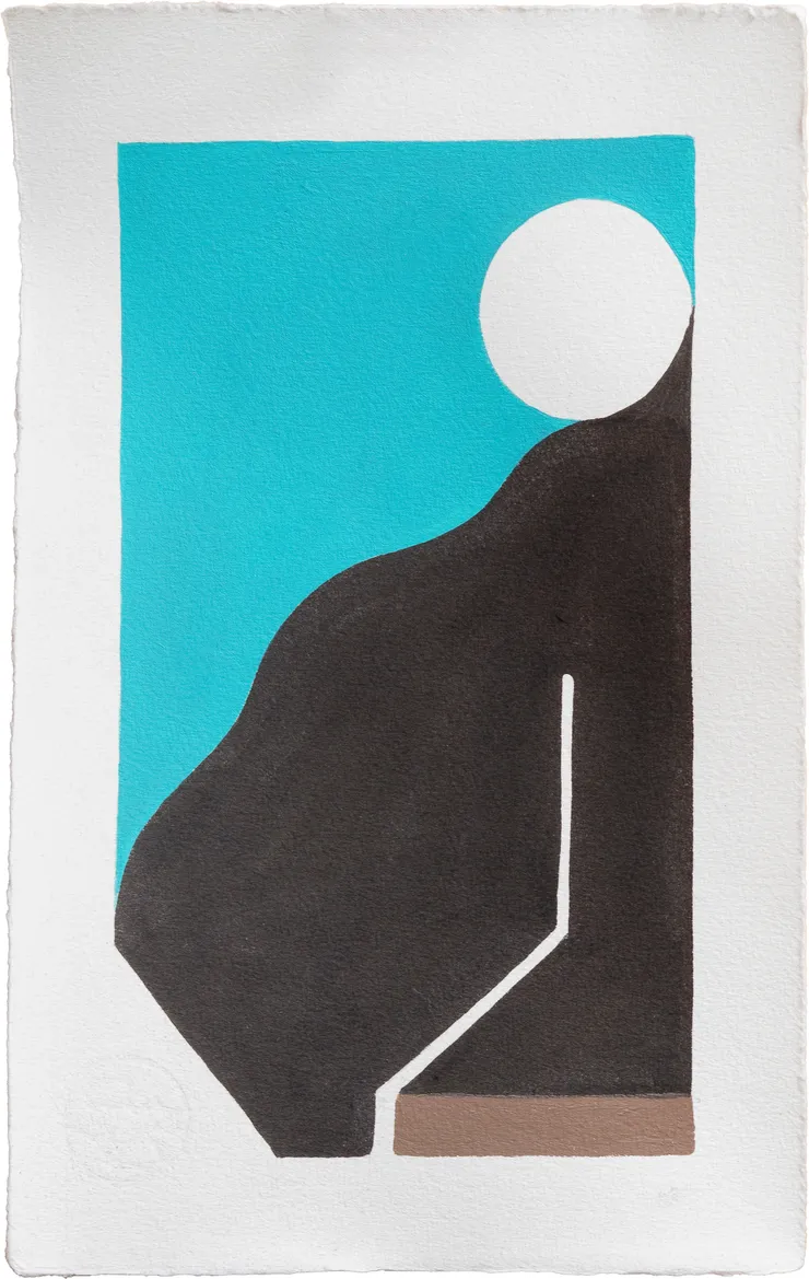 Michael Fikaris 1973 ~ PresentA User (With Blue), 2024 Initialed on Front Ink & gouache on acid free paper 29.5 × 19 cm