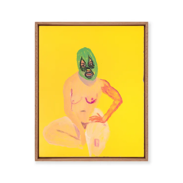 Jacqui Stockdale Luchadora in the Lounge Room, 2023 Acrylic & Ink on 300gsm Spectrum Board 32.5 × 26 cm (unframed)