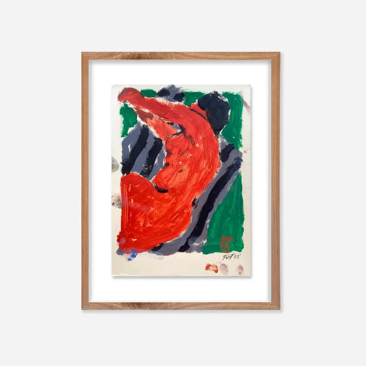 Broken Fingaz Red Figure, 2023 Oil on 300gsm fine art paper 29.7 × 21 cm (unframed)