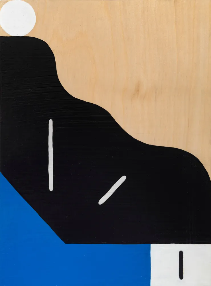 Michael Fikaris 1973 ~ PresentCerulean (With Book), 2024 Signed, Titled and Dated on Reverse of Panel Acrylic and gouache on timber panel 40 × 30 × 2.5 cm