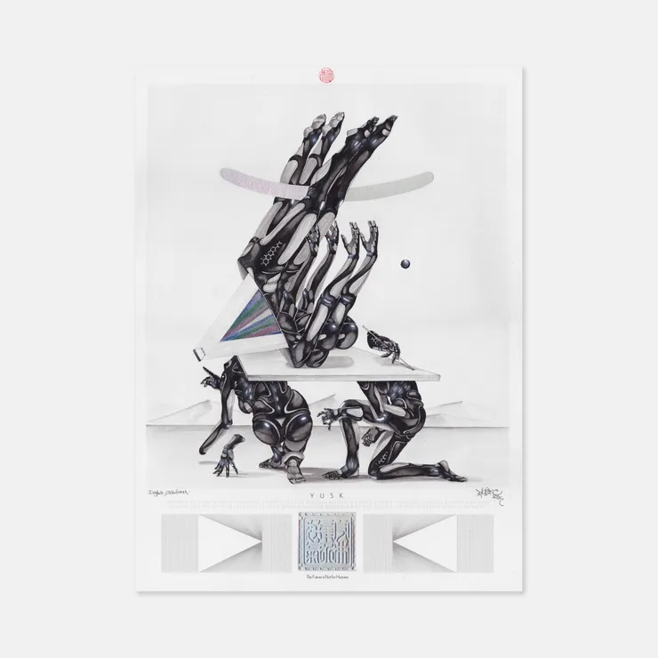 Yusk Imai 1983 ~ PresentDigital Platform, 2023 Signed, titled and dated on front with holographic artist seal Ink, acrylic & unicorn juice on cotton paper 40 × 30 cm (unframed)