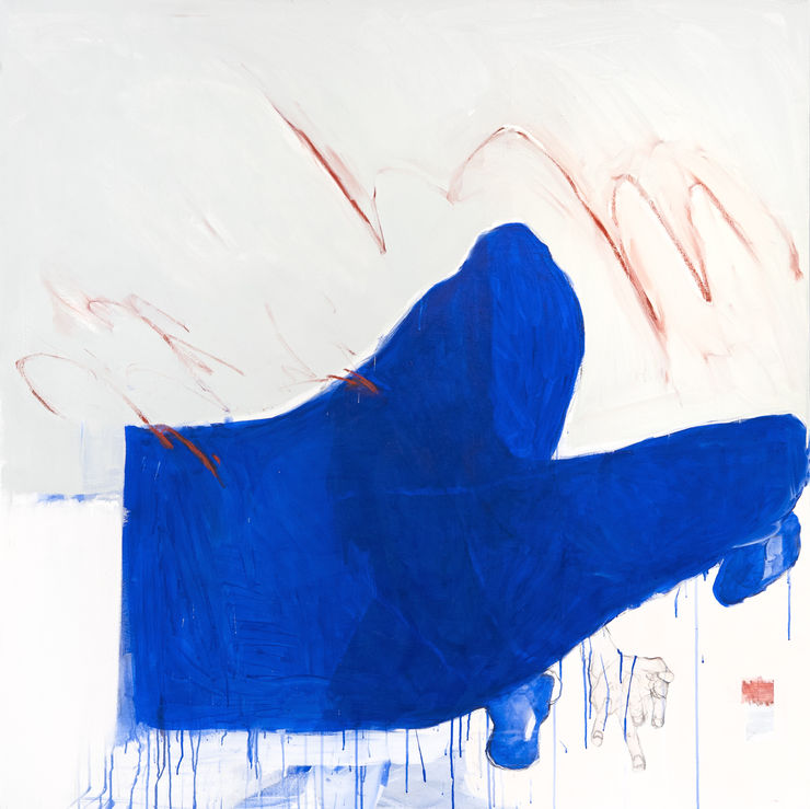 Cam Summers Lunch With Abstraction, 2026 Signed, titled and dated on reverse Charcoal, oil pastel, pastel and acrylic on canvas 150 x 150 x 4 cm 59 x 59 x 1 1/2 inches