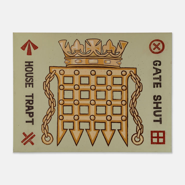 Tom Civil Portcullis Parliament, 2023 Acrylic and Aerosol on Linen 90 × 120.5 × 4 cm