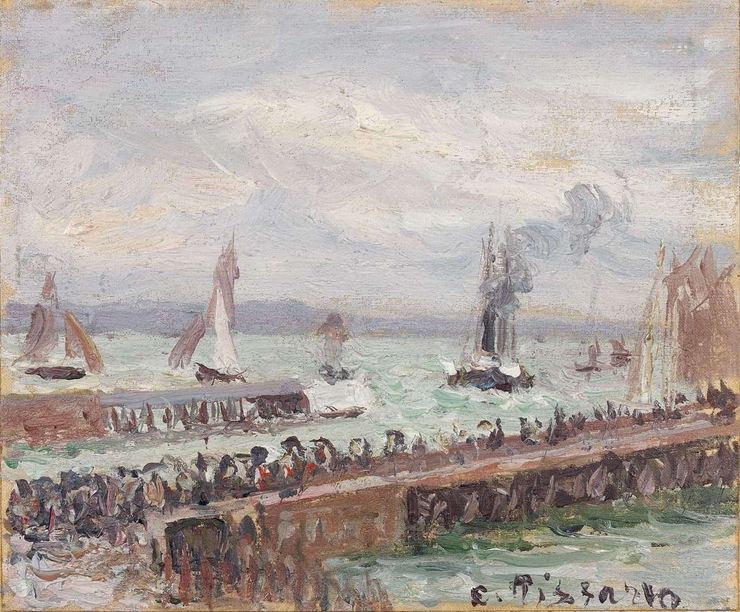 Camille Pissarro (1830-1903), Entrée du port du Havre et le brise-lames ouest, soleil, mer agitée, 1903