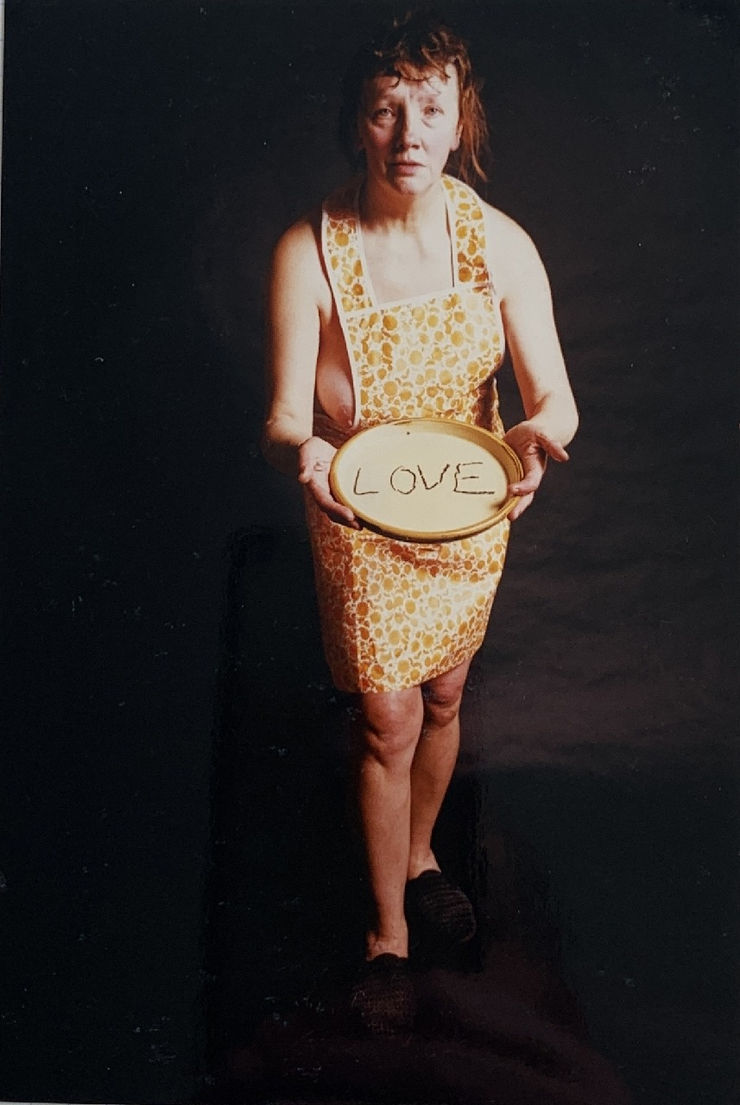 Jo Spence, Photo therapy: from the "Unbecoming Mother" series (Love on a Plate ), 1989